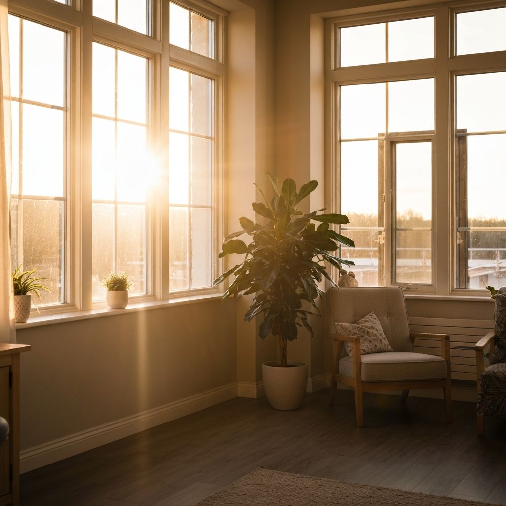 Sunlight streaming through windows